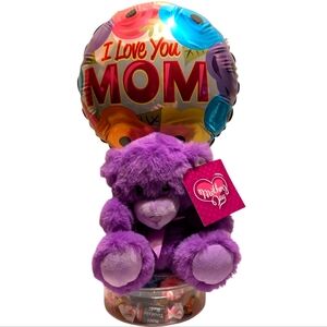 I Love You Mom Stuffed Purple Bear Plush Gift With Mixed Candy Assortment